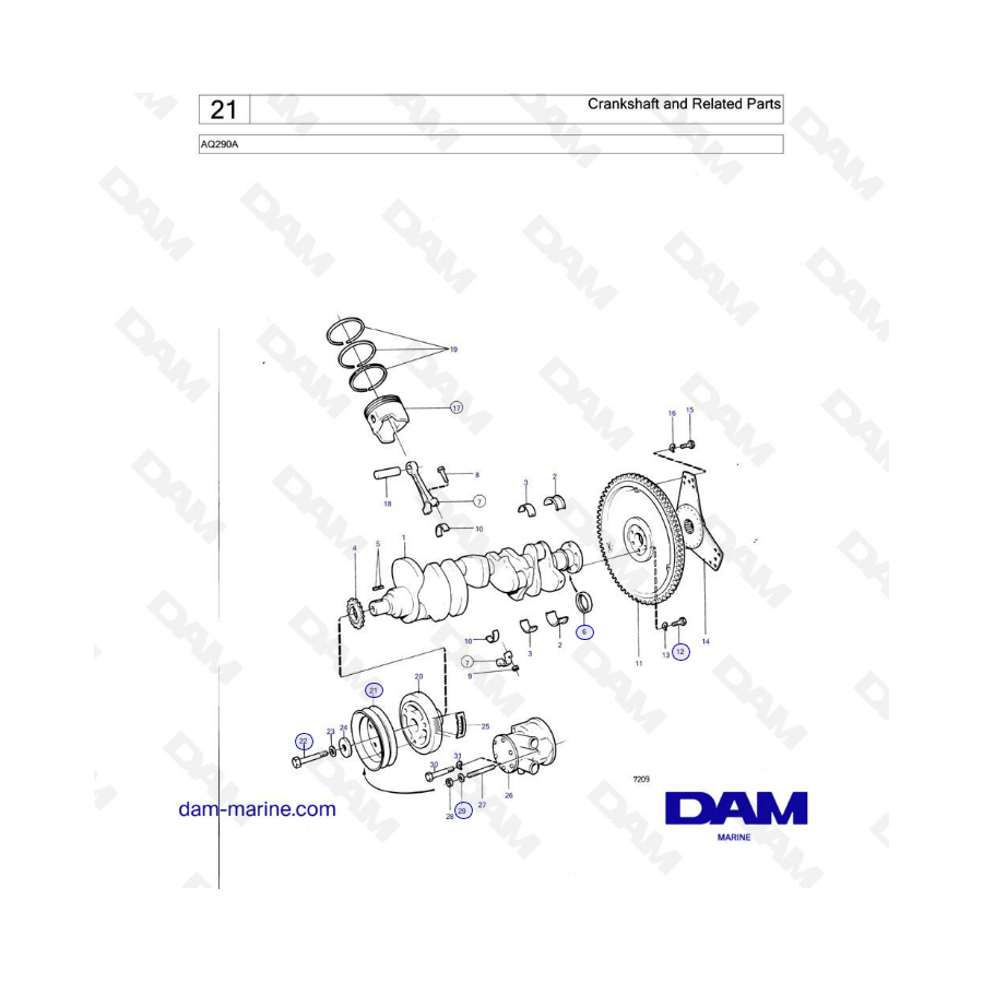 Volvo Penta AQ290A - Cigüeñal y piezas relacionadas