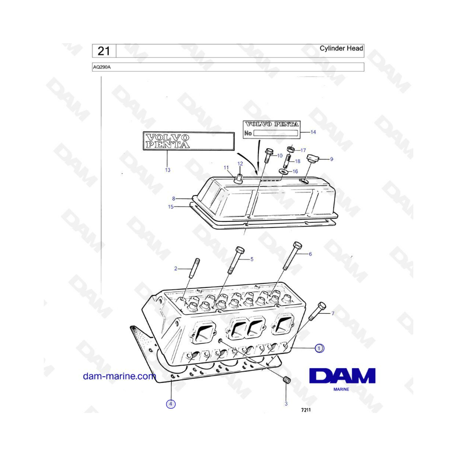 Volvo Penta AQ290A - Cylinder head