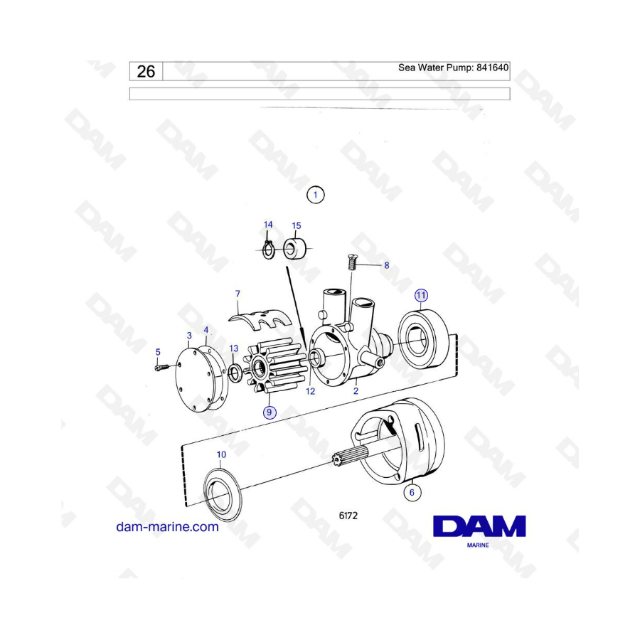 Volvo Penta AQ290A - Bomba de agua de mar