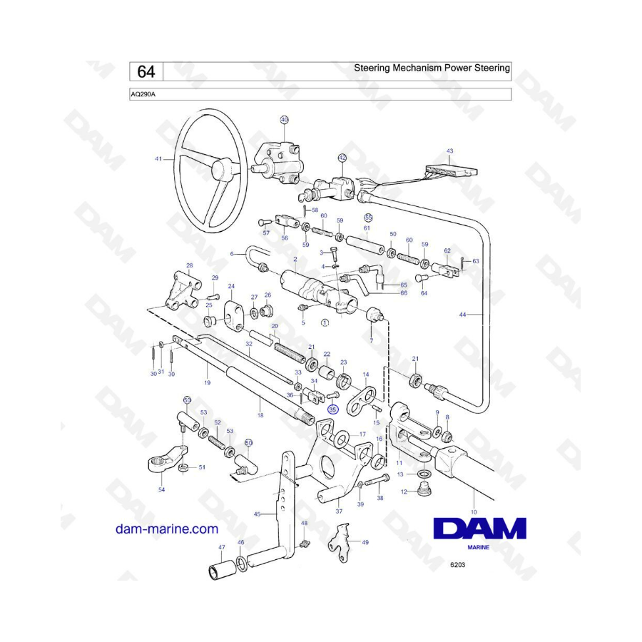 Volvo Penta AQ290A - Mecanismo de dirección Dirección asistida