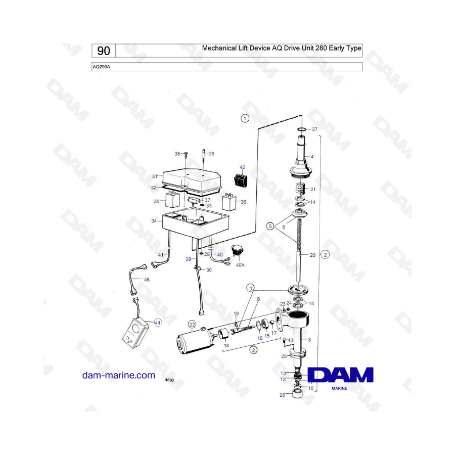 Volvo Penta AQ290A - Dispositivo de elevación mecánica AQ