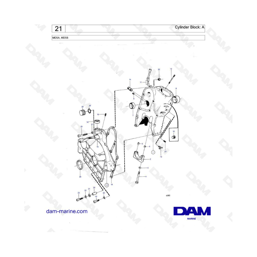 Volvo Penta MD5A y MD5B - Bloque de cilindros