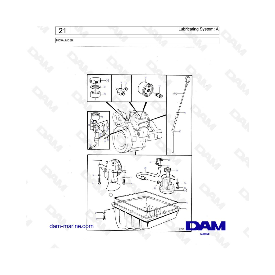 Volvo Penta MD5A y MD5B - Sistema de lubricación