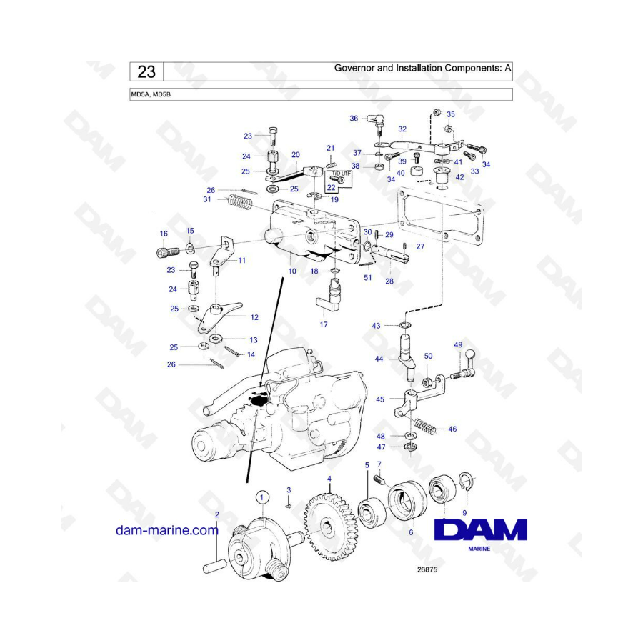 Volvo Penta MD5A & MD5B - Governor & Installation components