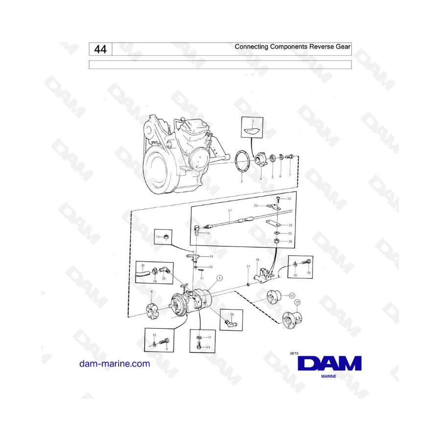 Volvo Penta MD5 - Connectiong components reverse gear