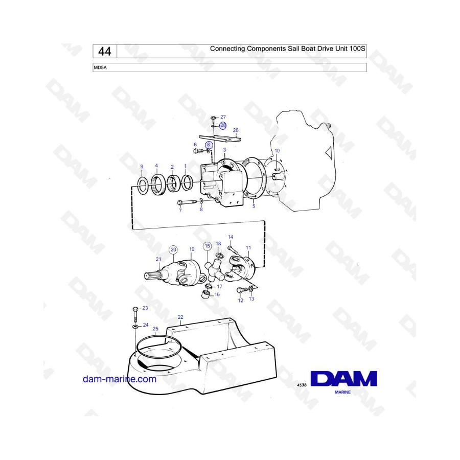 Volvo Penta MD5A - Componentes de conexión Unidad de accionamiento para veleros 100S