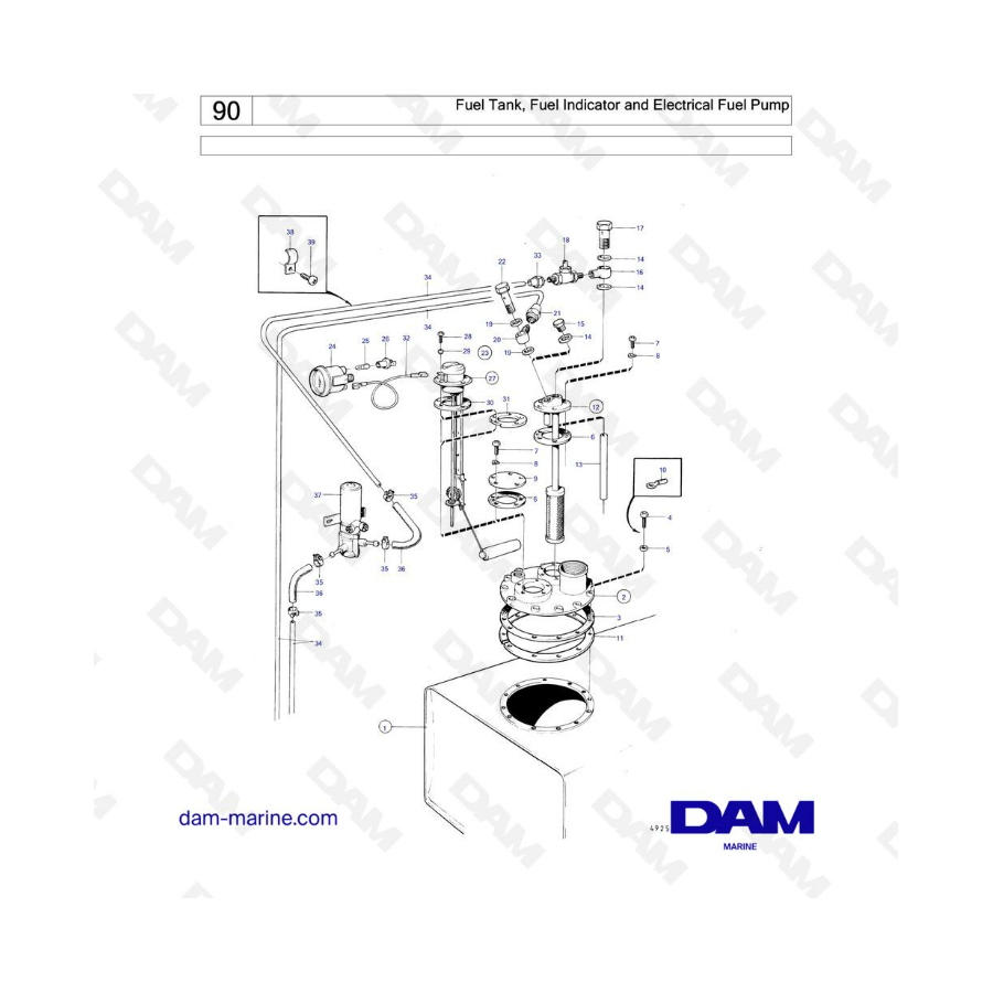 Volvo Penta MD5 - Fuel tank, fuel indicator & electrical fuel pump