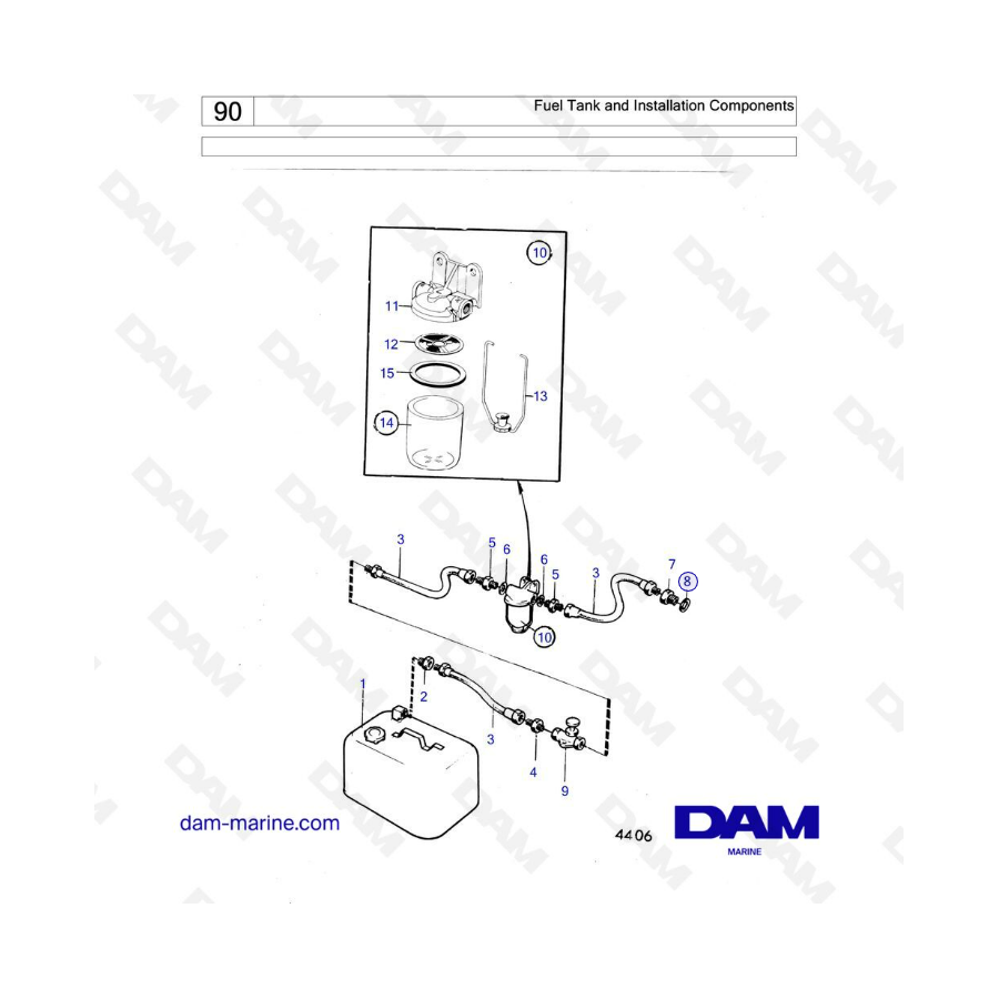 Volvo Penta MD5 - Depósito de combustible y componentes de instalación