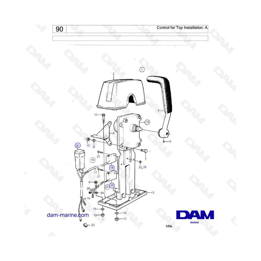 Volvo Penta MD5 - Control for top installation : A