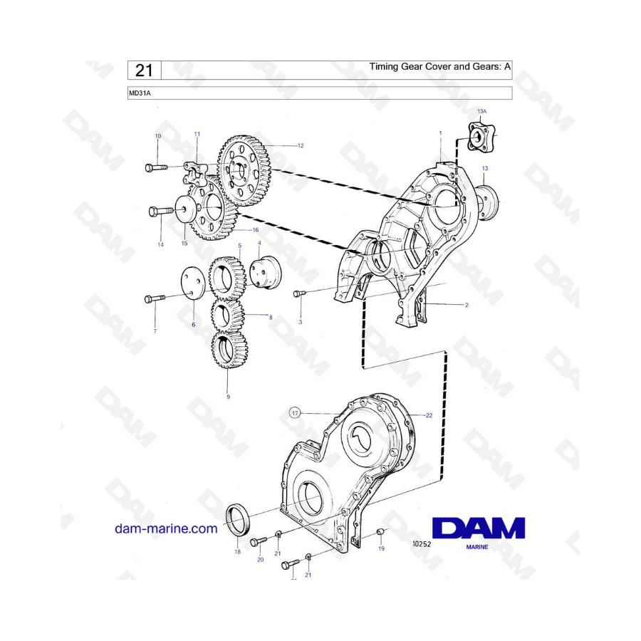 Volvo Penta MD31 - Cubierta y engranajes de distribución