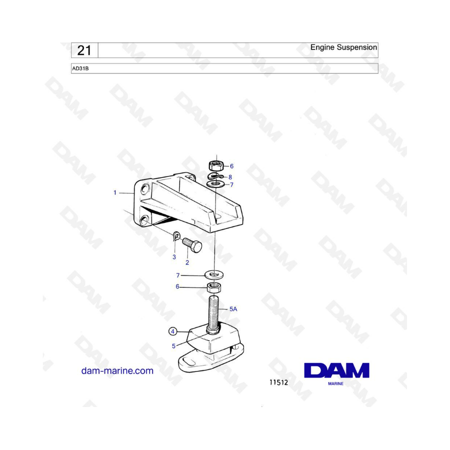 Volvo Penta AD31 - Suspensión del motor