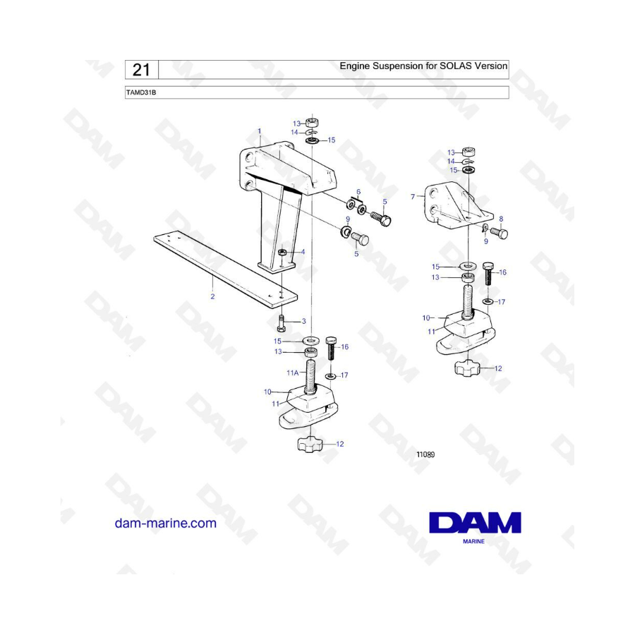 Volvo Penta TAMD31 - Engine suspension for solas version