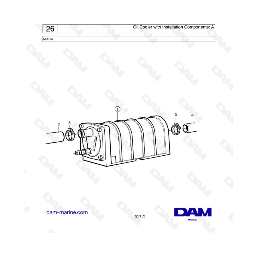 Volvo Penta MD31 - Enfriador de aceite con componentes de instalación