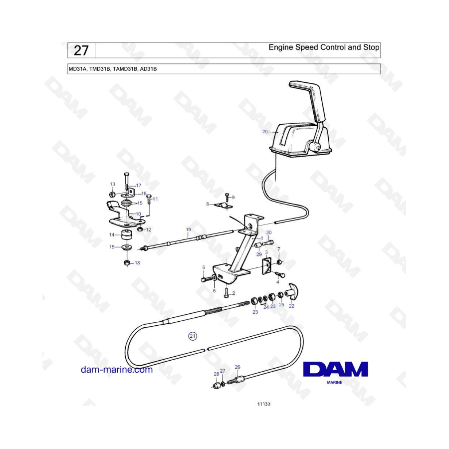 Volvo Penta AD31 / TMD31 / TAMD31 / MD31 - Control y parada del régimen del motor