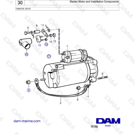 Volvo Penta TAMD31 / AD31B - Starter motor & installation components ...