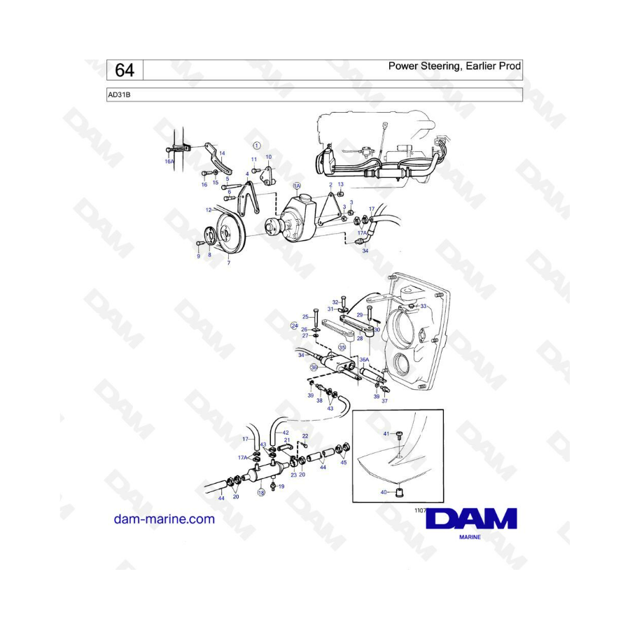 Volvo Penta AD31 - Power steering, earlier prod