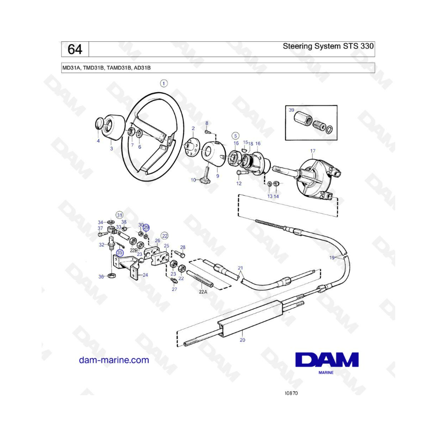 Volvo Penta AD31 / TMD31 / TAMD31 / MD31 - Sistema de dirección STS 330