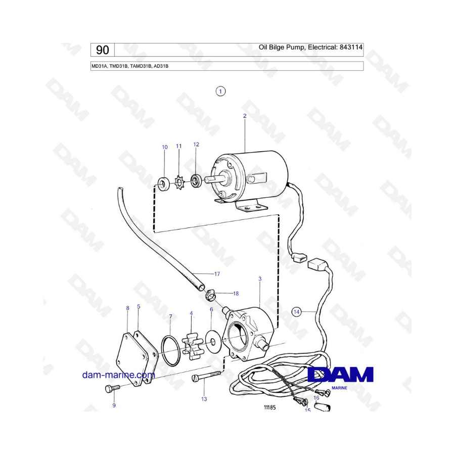 Volvo Penta AD31 / TMD31 / TAMD31 / MD31 - Oil bilge pump, electrical