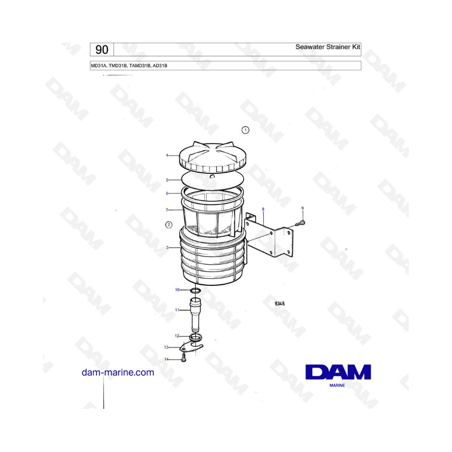 Volvo Penta AD31 / TMD31 / TAMD31 / MD31 - Kit filtro agua de mar