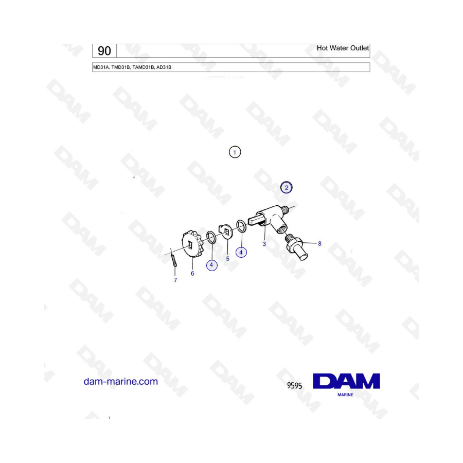 Volvo Penta AD31 / TMD31 / TAMD31 / MD31 - Hot water outlet