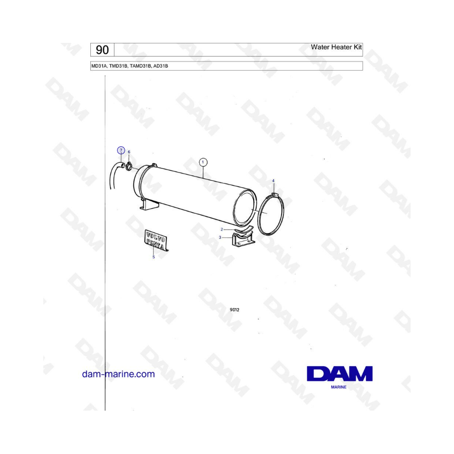 Volvo Penta AD31 / TMD31 / TAMD31 / MD31 - Kit calentador de agua