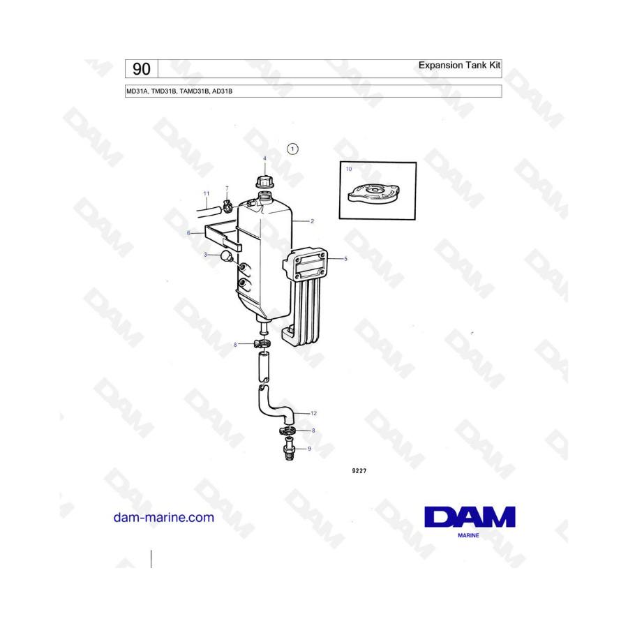 Volvo Penta AD31 / TMD31 / TAMD31 / MD31 - Expansion tank kit