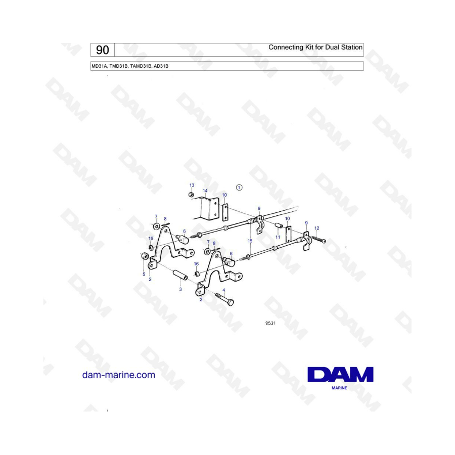 Volvo Penta AD31 / TMD31 / TAMD31 / MD31 - Connecting kit for dual station