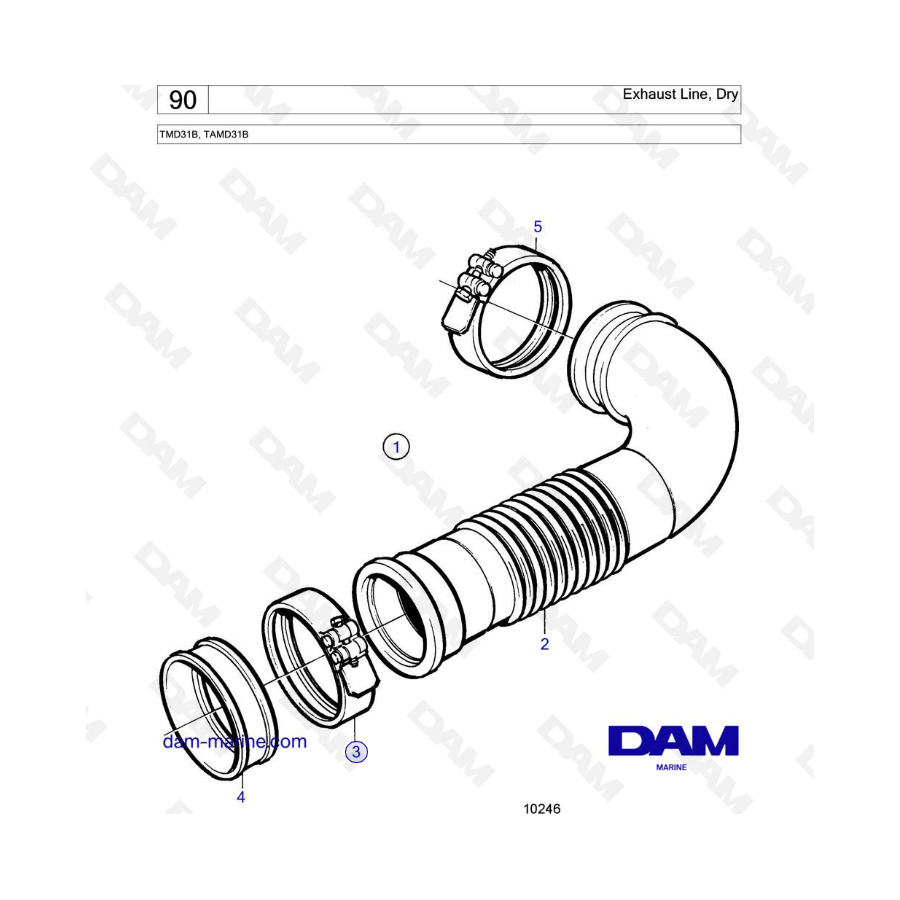 Volvo Penta TMD31 / TAMD31 - Exhaust line, dry