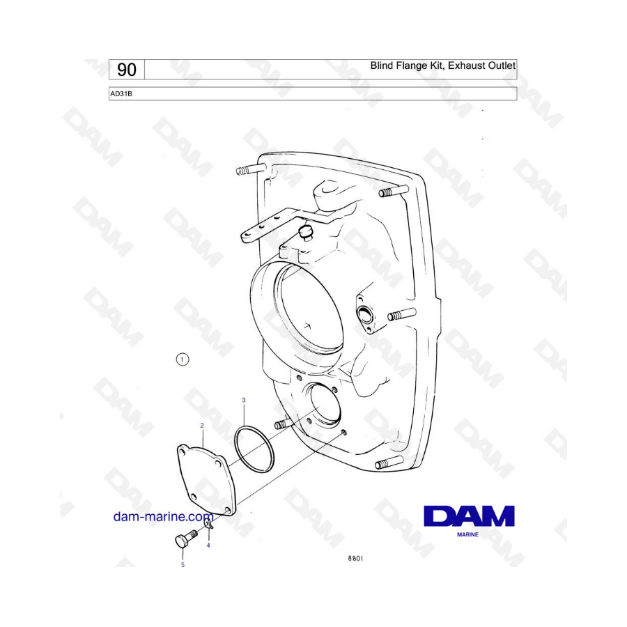 Volvo Penta AD31 - Kit de brida ciega, salida de escape