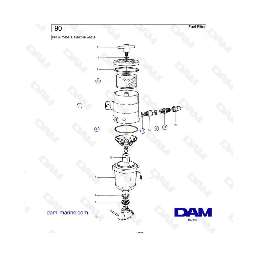 Volvo Penta MD31 / TMD31 / AD31 / TAMD31 - Filtro de combustible