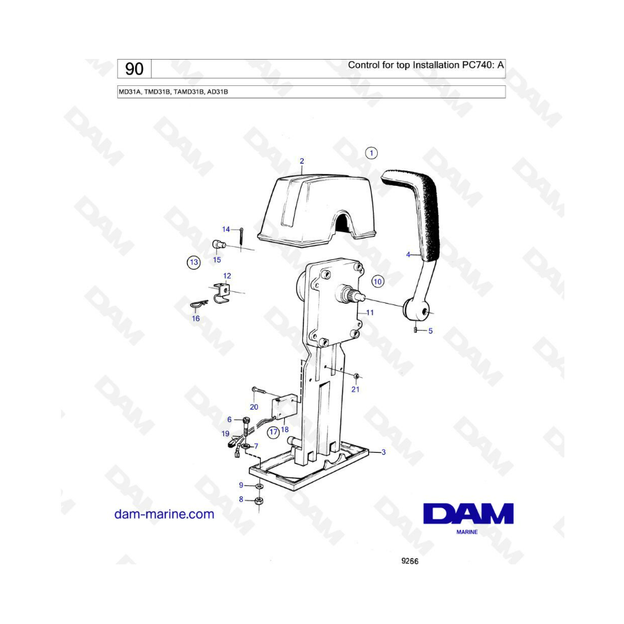 Volvo Penta MD31 / TMD31 / AD31 / TAMD31 - Control for top installation 