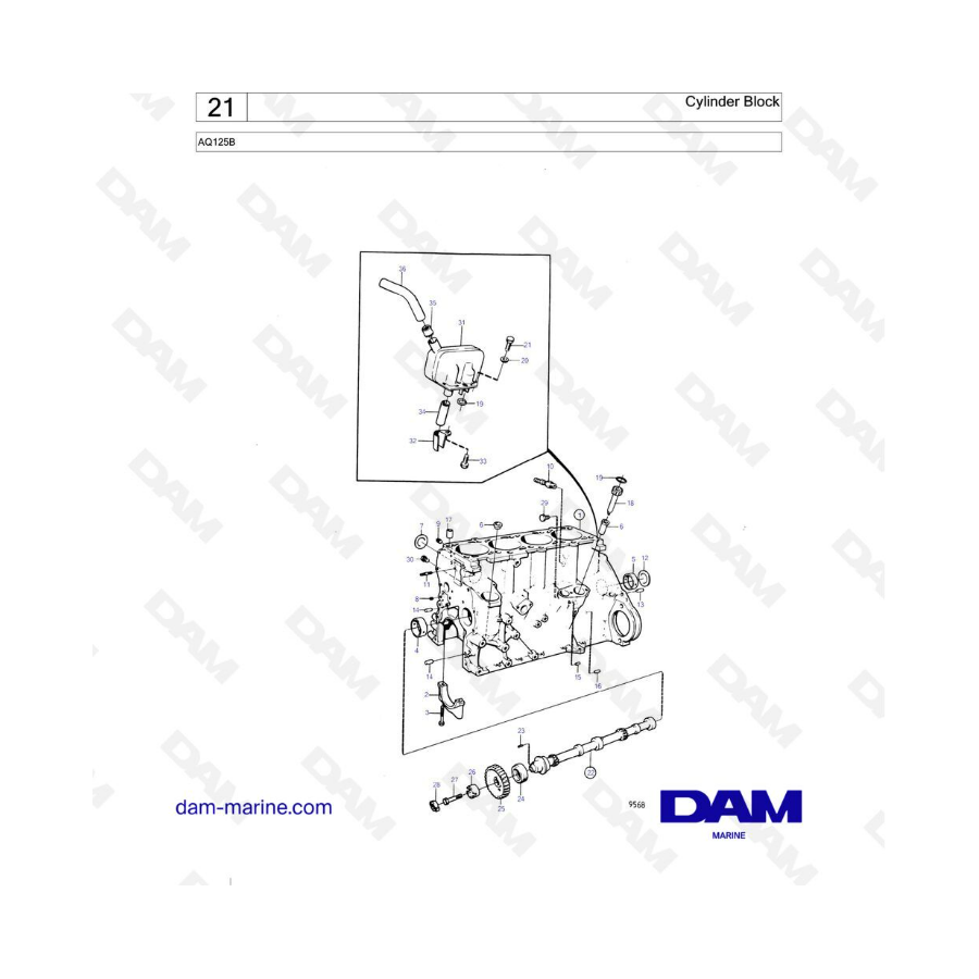 Volvo Penta AQ125 - Bloque de cilindros