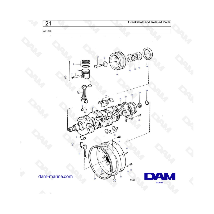 Volvo Penta AQ125 - Cigüeñal y piezas relacionadas