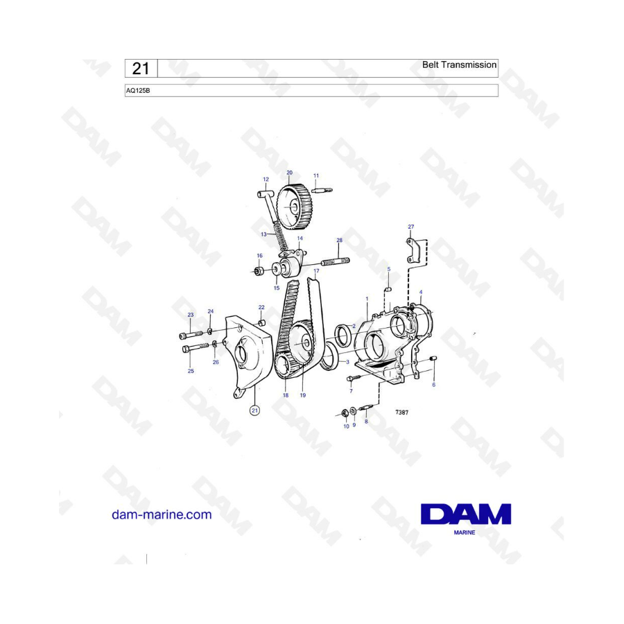 Volvo Penta AQ125 - Belt transmission