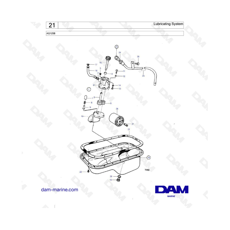 Volvo Penta AQ125 - Lubricating system