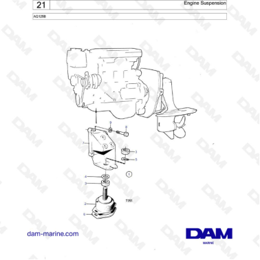 Volvo Penta AQ125 - Engine suspension - DAM Marine