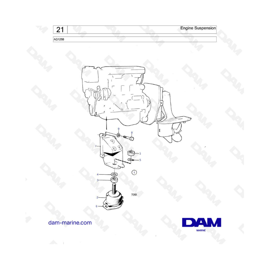 Volvo Penta AQ125 - Engine suspension