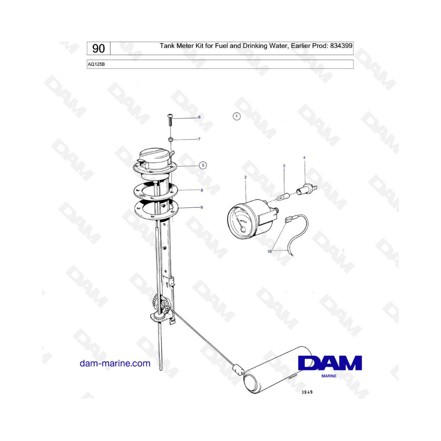 Volvo Penta AQ125 - Kit de medidor de tanque para combustible y agua potable