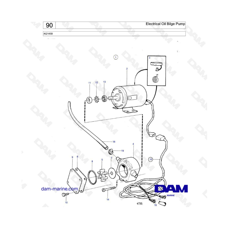 Volvo Penta AQ145 - Electrical oil bilge pump