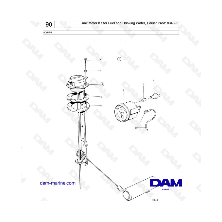 Volvo Penta AQ145B - Kit Medidor De Tanque De Combustible Y Agua Potable