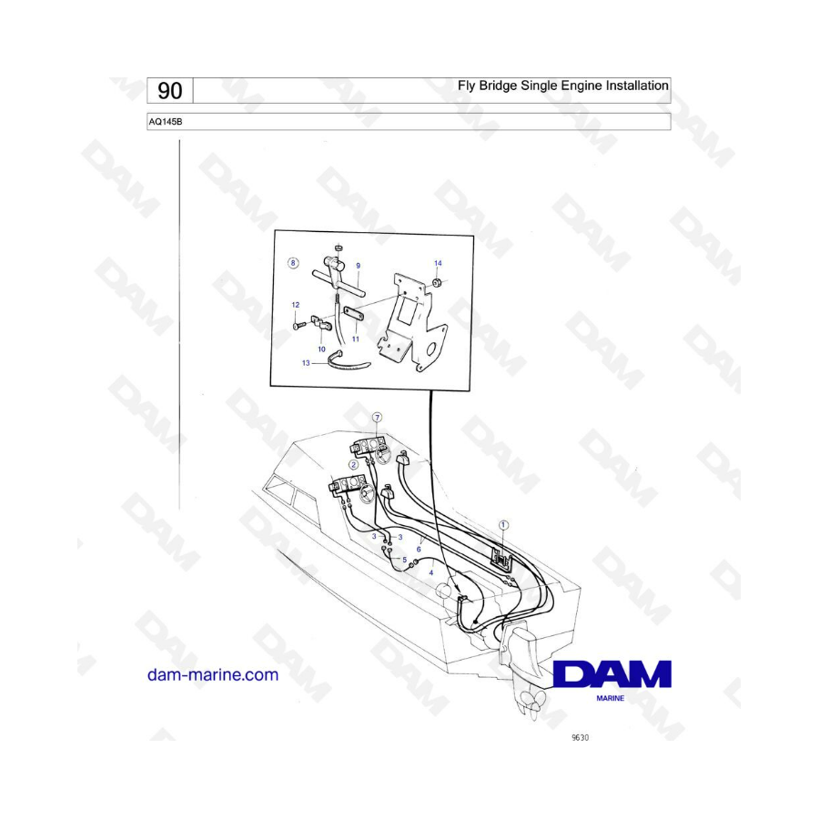 Volvo Penta AQ145B - Fly bridge single engine installation