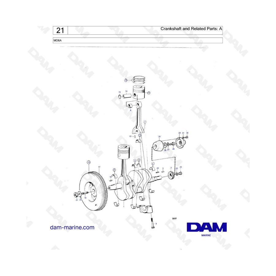 Volvo Penta MD6 - Cigüeñal y piezas relacionadas