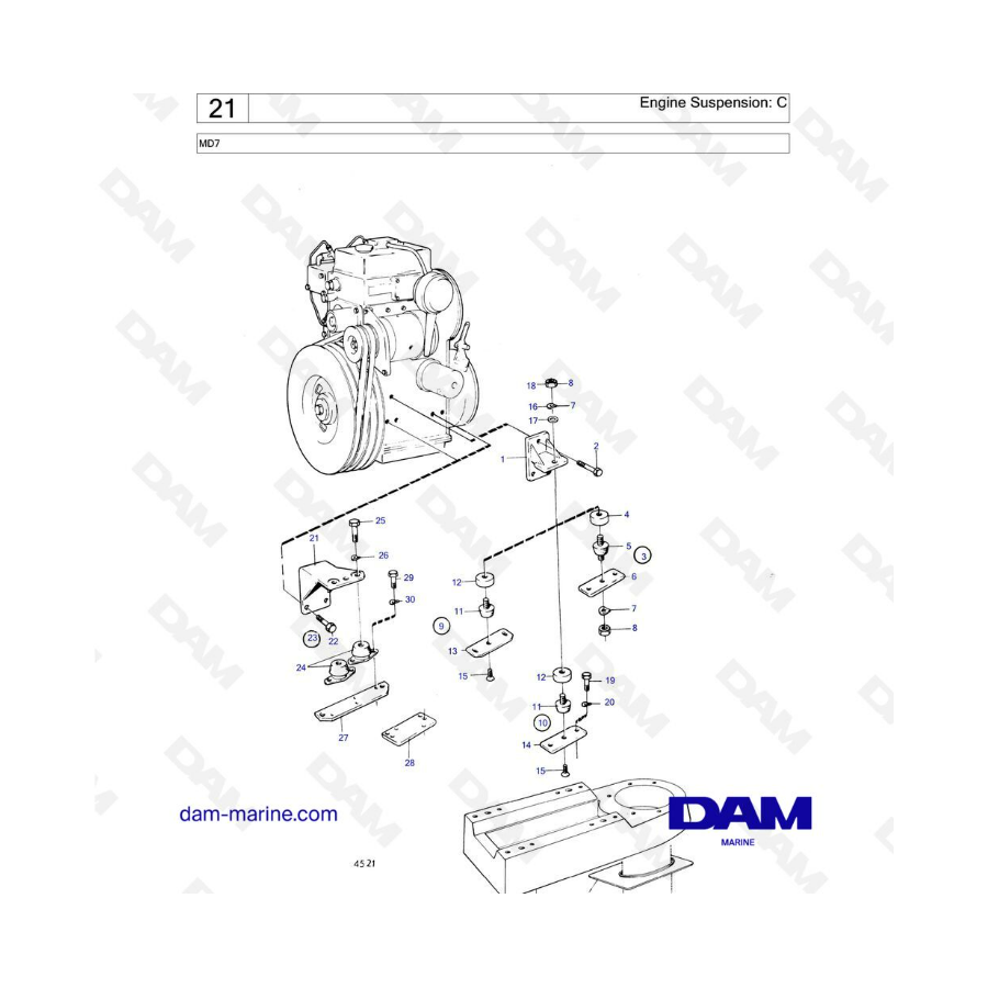 Volvo Penta MD7 - Engine suspension