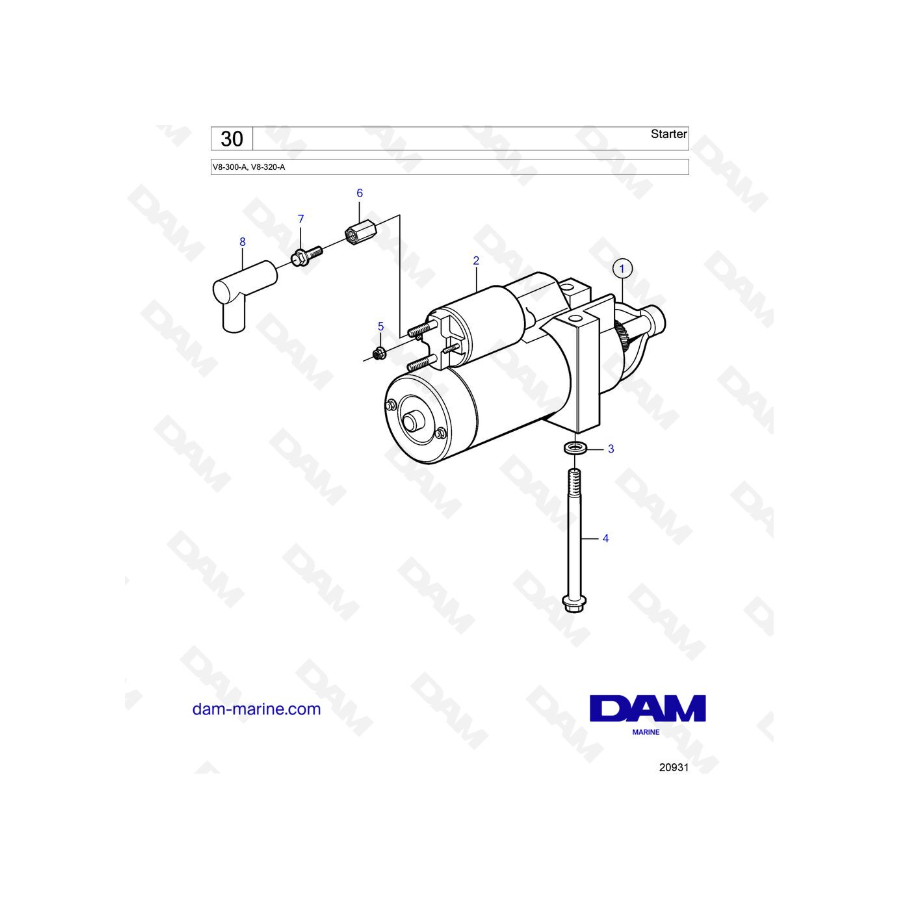 Volvo Penta V8-320 - Motor de arranque