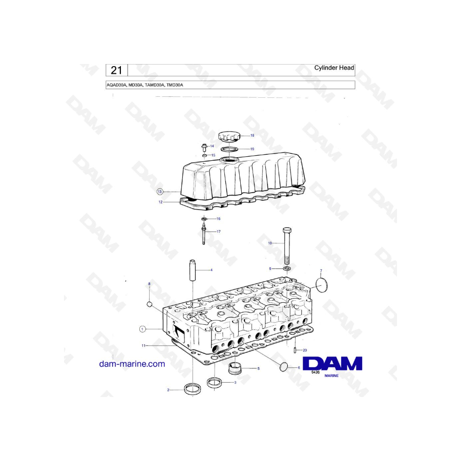 Volvo Penta AQAD30A / MD30A / TAMD30A / TMD30A - Culata