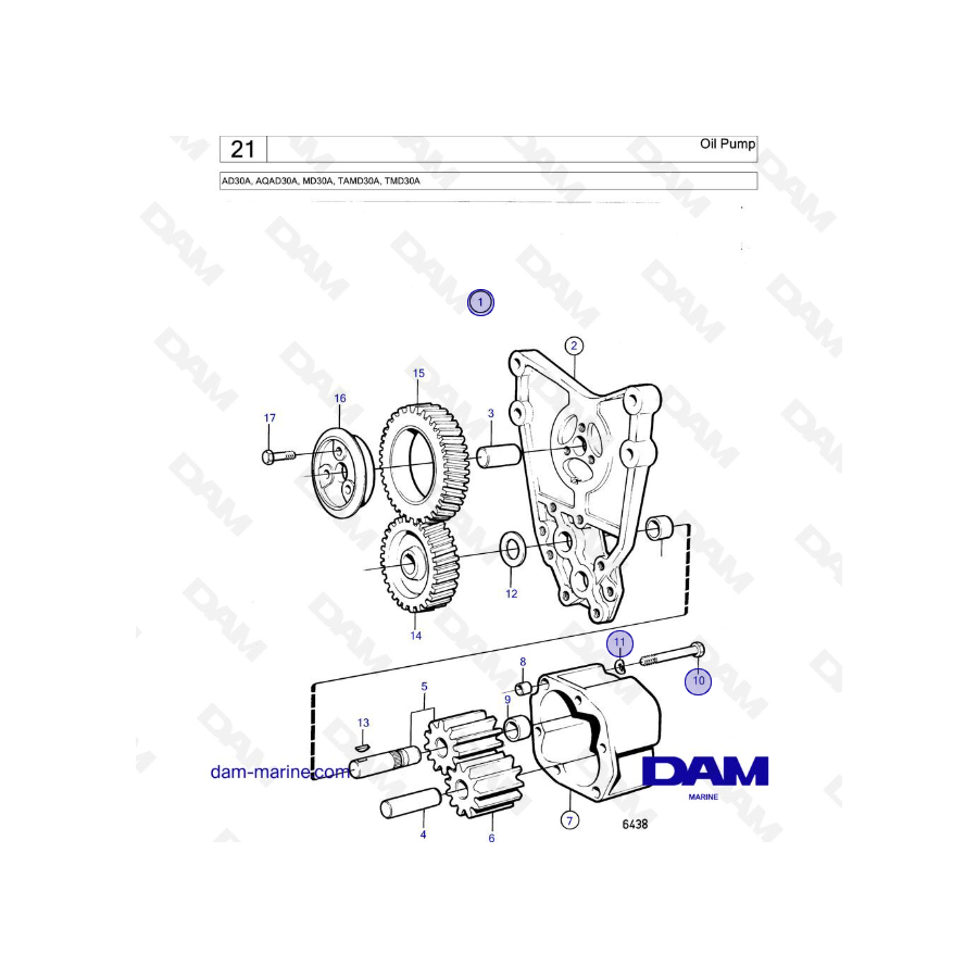 Volvo Penta AD30A / AQAD30A / MD30A / TAMD30A / TMD30A - Bomba de aceite