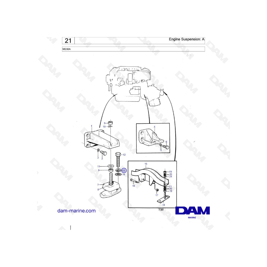 Volvo Penta MD30A - Suspensión del motor: A