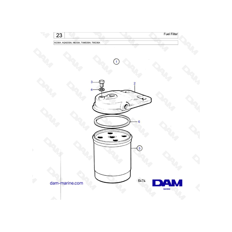 Volvo Penta AD30A / AQAD30A / MD30A / TAMD30A / TMD30A - Filtro de combustible