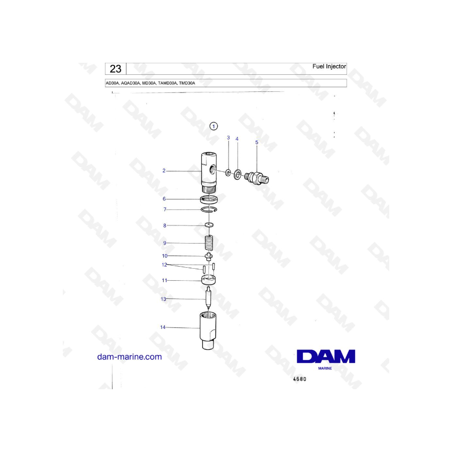 Volvo Penta AD30A / AQAD30A / MD30A / TAMD30A / TMD30A - Fuel Injector