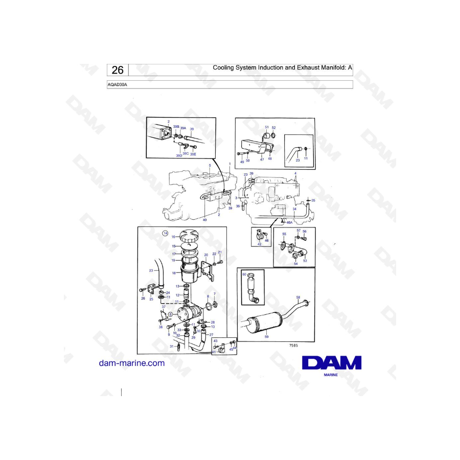 Volvo Penta AQAD30A - Cooling System Induction and Exhaust Manifold: A